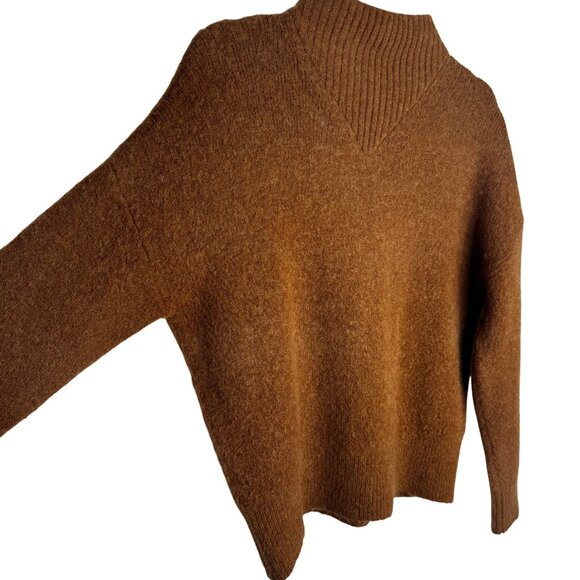 Madewell Womens Sz S Classic Brown Turtleneck Alpaca Wool Blend Sweater Workwear - Picture 3 of 6